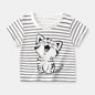 Camiseta Infantil para Meninos e Meninas - Roupas de Verão com Estampa de Desenho Animado, Manga Curta, 100% Algodão
