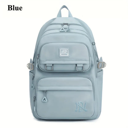 Mochila de Grande Capacidade para Estudantes - Mochila Casual Impermeável de Nylon, Bolsa de Ombro Dupla para Viagem e Faculdade