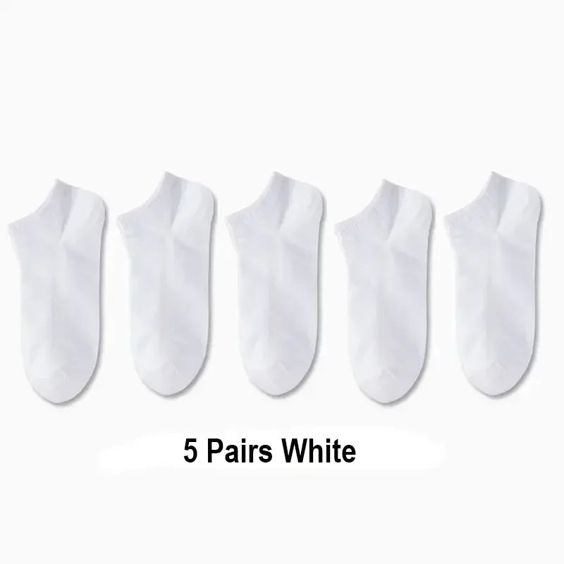 Pares de Meias Casuais Unissex, Cor Lisa, Meias Curtas Respirável, Confortáveis, Antiodor e Absorventes de Suor para Homens e Mulheres