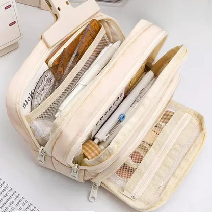 Estojo de Lápis Preto Grande Capacidade à Prova de Sujeira, Estojo Estético para Escola, Organizador de Material Escolar, Estojo de Caneta para Meninos e Meninas, Suprimentos Escolares
