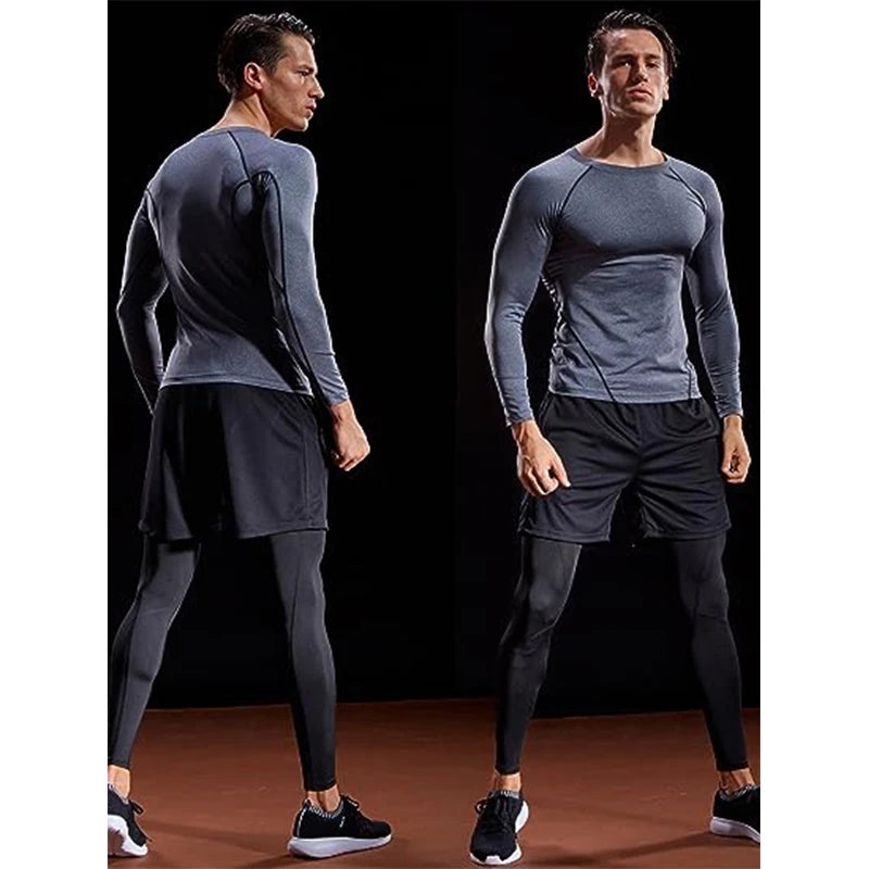 Camiseta de Manga Longa de Compressão Masculina, Camiseta Elástica de Treinamento, Camiseta de Ginástica Fitness, Legging para Treino, Camisa Esportiva Masculina, Camiseta de Corrida Atleta