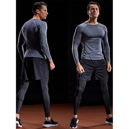 Camiseta de Manga Longa de Compressão Masculina, Camiseta Elástica de Treinamento, Camiseta de Ginástica Fitness, Legging para Treino, Camisa Esportiva Masculina, Camiseta de Corrida Atleta