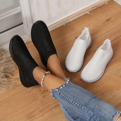 Tênis Feminino de Cor Sólida | Mesh Respirável e Trançado | Leve e Confortável | Para Caminhada, Corrida e Atividades ao Ar Livre