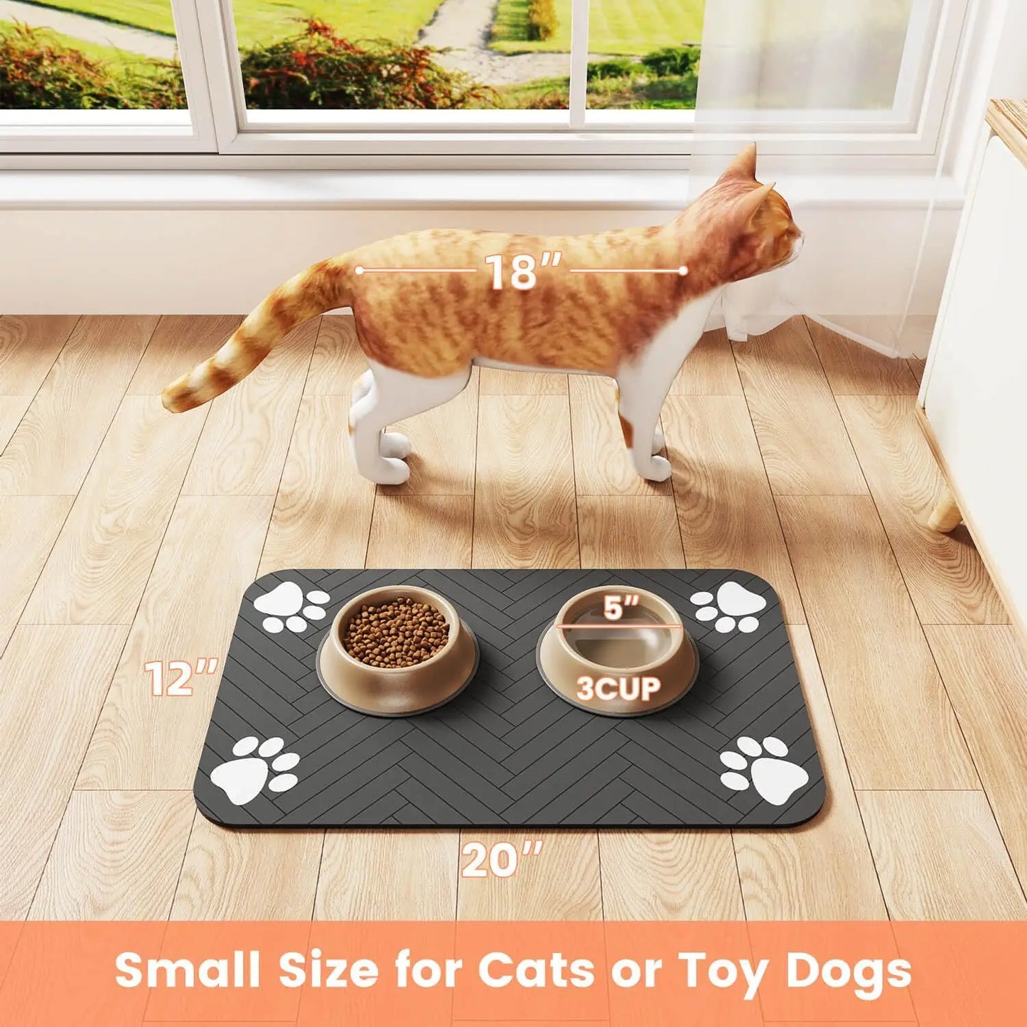 Tapete de Alimentação para Pet - Tapete Absorvente para Tigelas de Comida e Água, com Fundo de Borracha Impermeável, Tapete de Secagem Rápida para Cães e Gatos