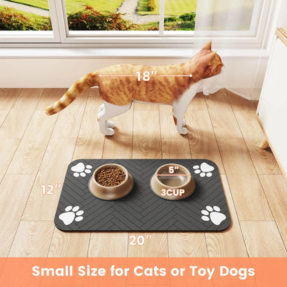 Tapete de Alimentação para Pet - Tapete Absorvente para Tigelas de Comida e Água, com Fundo de Borracha Impermeável, Tapete de Secagem Rápida para Cães e Gatos