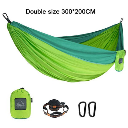 Rede de Camping Portátil em Tecido de Pára-quedas de Nylon - Tamanho Único e Duplo para Atividades ao Ar Livre, Caminhadas e Jardim