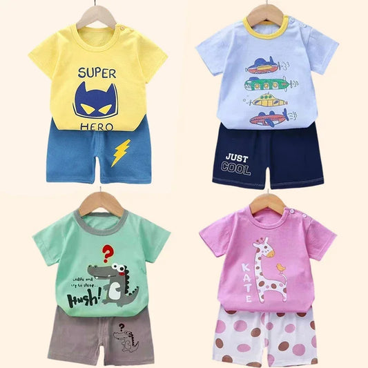 Conjunto Infantil para Filhos - Camiseta e Shorts de Algodão para Meninos e Meninas (2 Peças)