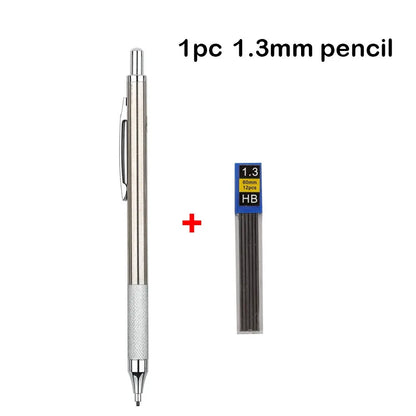 Conjunto de Lápis Mecânico 0.3, 0.5, 0.7, 0.9, 1.3, 2.0mm - Lápis Automático de Metal Completo para Desenho e Pintura com Refis para Escritório e Escola