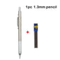 Conjunto de Lápis Mecânico 0.3, 0.5, 0.7, 0.9, 1.3, 2.0mm - Lápis Automático de Metal Completo para Desenho e Pintura com Refis para Escritório e Escola
