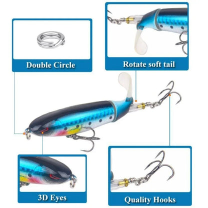 Isca Artificial Whopper Popper 10cm/14cm com Cauda Rotativa Soft - 1 Peça