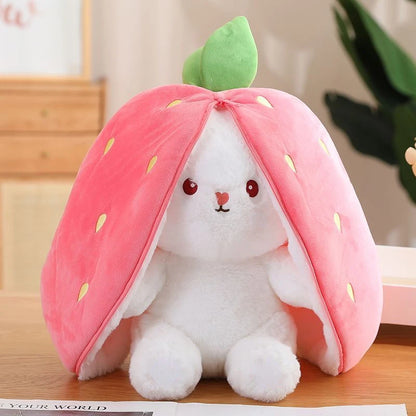 Pelúcia de Coelho de Morango e Cenoura - Brinquedo Criativo Transformável para Crianças (25cm)