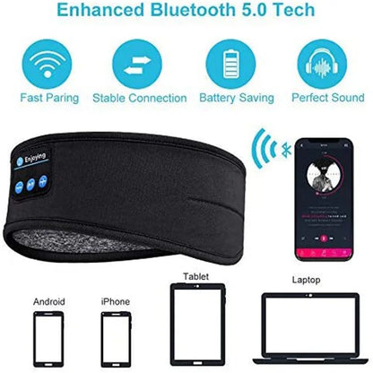 Fone Bluetooth Esportivo com Faixa para Cabeça - Máscara de Olhos com Fones de Ouvido Bluetooth Sem Fio