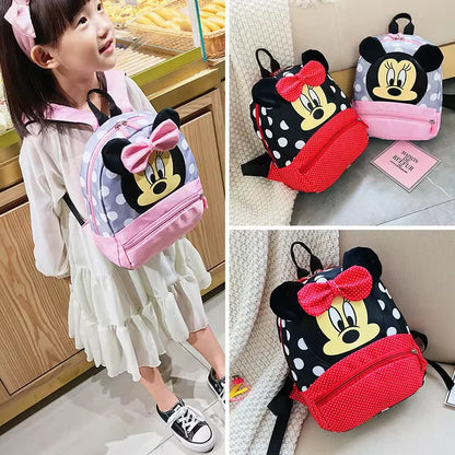 Mochila de Cartum Disney para Meninos e Meninas, Minnie e Mickey Mouse, Mochila Infantil, Mochila para Jardim de Infância, Presente para Crianças