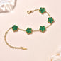 Pulseiras Femininas Lucky Clover, Flores Dupla Face, Joias de Presente, Pulseira de Aço Inoxidável, Pulseiras Banho de Ouro para Homens