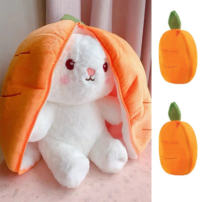 Pelúcia de Coelho de Morango e Cenoura - Brinquedo Criativo Transformável para Crianças (25cm)