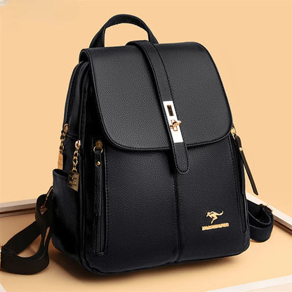Mochila de Couro Luxuosa para Mulheres - Mochila Casual, Vintage e Elegante para Meninas e Adolescentes
