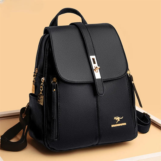 Mochila de Couro Luxuosa para Mulheres - Mochila Casual, Vintage e Elegante para Meninas e Adolescentes