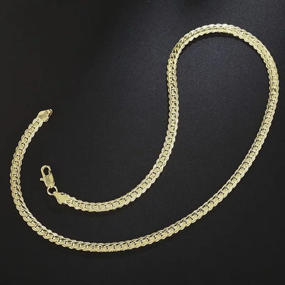 Colar de Corrente Lateral Completa 925 Prata Esterlina 5MM com Revestimento em Ouro 18K para Mulheres e Homens - Joias de Casamento e Noivado