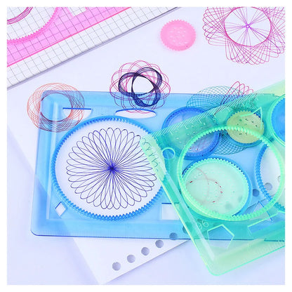 Conjunto de Estênceis de Desenho Geométrico Spirograph - Template de Pintura para Artesanato Criativo e Educacional para Crianças