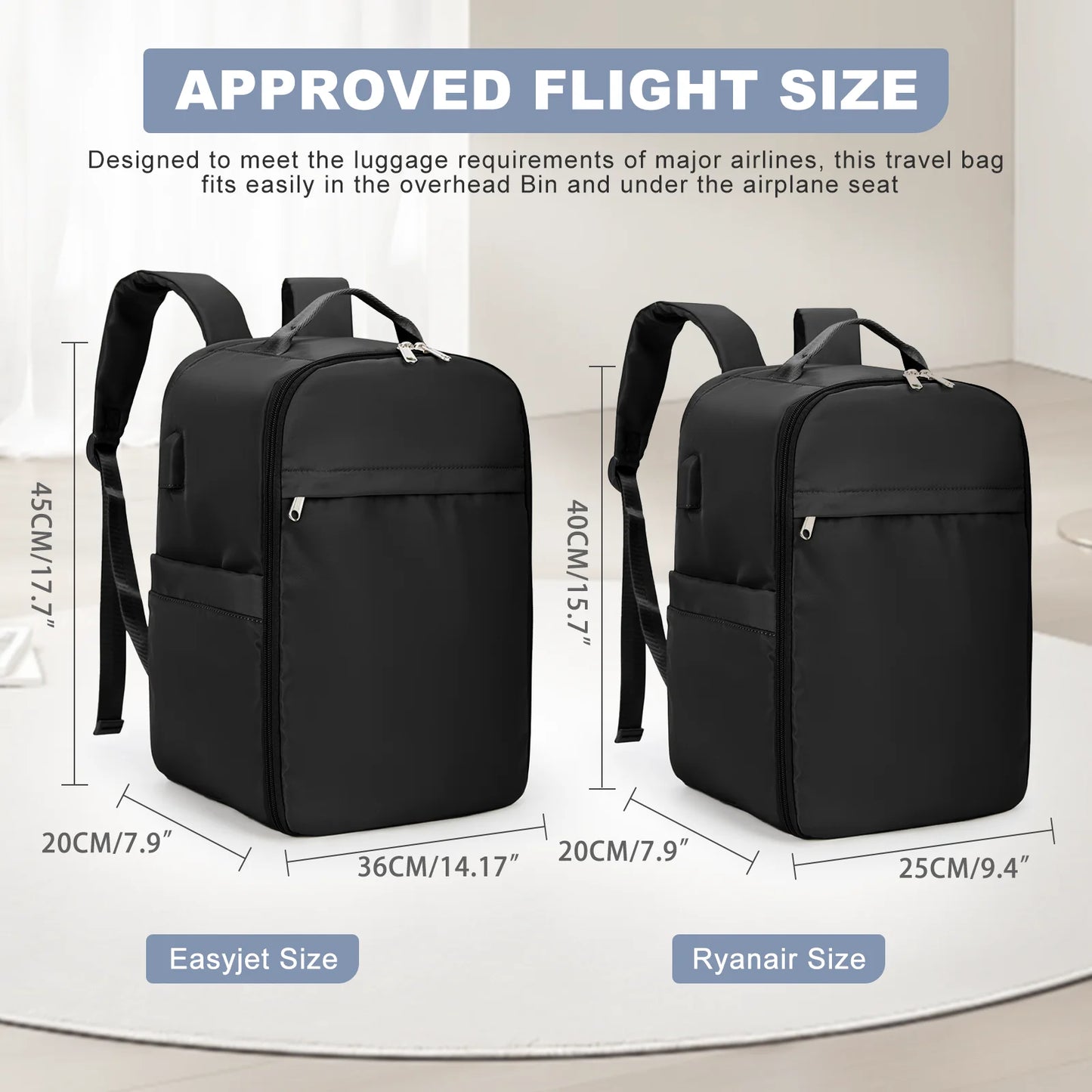 Mochila Ryanair 40x20x25 Bagagem de Mão, Mochila de Viagem para Easyjet 45x36x20, Mochila para Laptop para Mulheres/Homens