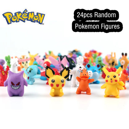 Conjunto de 24 Figuras de Ação Pokémon - 2-3 cm (Não Repetitivas) - Modelos de Brinquedos Miniaturas Anime Pikachu - Presentes de Aniversário para Crianças