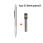 Conjunto de Lápis Mecânico 0.3, 0.5, 0.7, 0.9, 1.3, 2.0mm - Lápis Automático de Metal Completo para Desenho e Pintura com Refis para Escritório e Escola