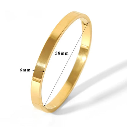 Waterproof Stainless Steel Oval Smooth Bracelet Bangle Women Minimalist 18k Gold Color Charm Jewelry Gifts Wholesale