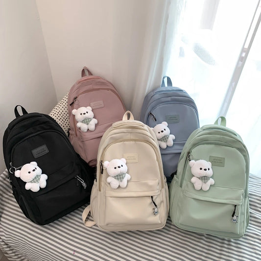 Nova Mochila Feminina de Moda com Alta Capacidade e Impermeável - Mochila Escolar para Meninas, Moderna, para Laptop, Bolsa de Viagem para Garotas, Mochila de Livro Fofa
