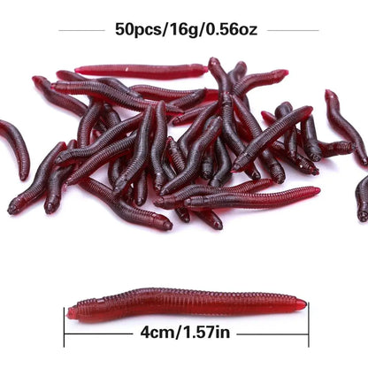 Sougayilang 50-200pcs Iscas de Pesca Macias Simulação de Minhoca 4cm 0.3g Iscas Artificiais Realistas com Cheiro de Peixe Iscas para Bass Equipamento de Pesca