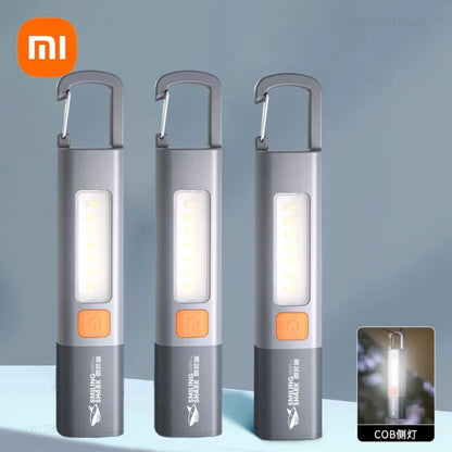 Nova Lanterna Portátil LED Xiaomi USB Recarregável com Gancho, Zoom, Lâmpada de Longo Alcance para Acampamento e Caminhadas, Lanterna de Emergência
