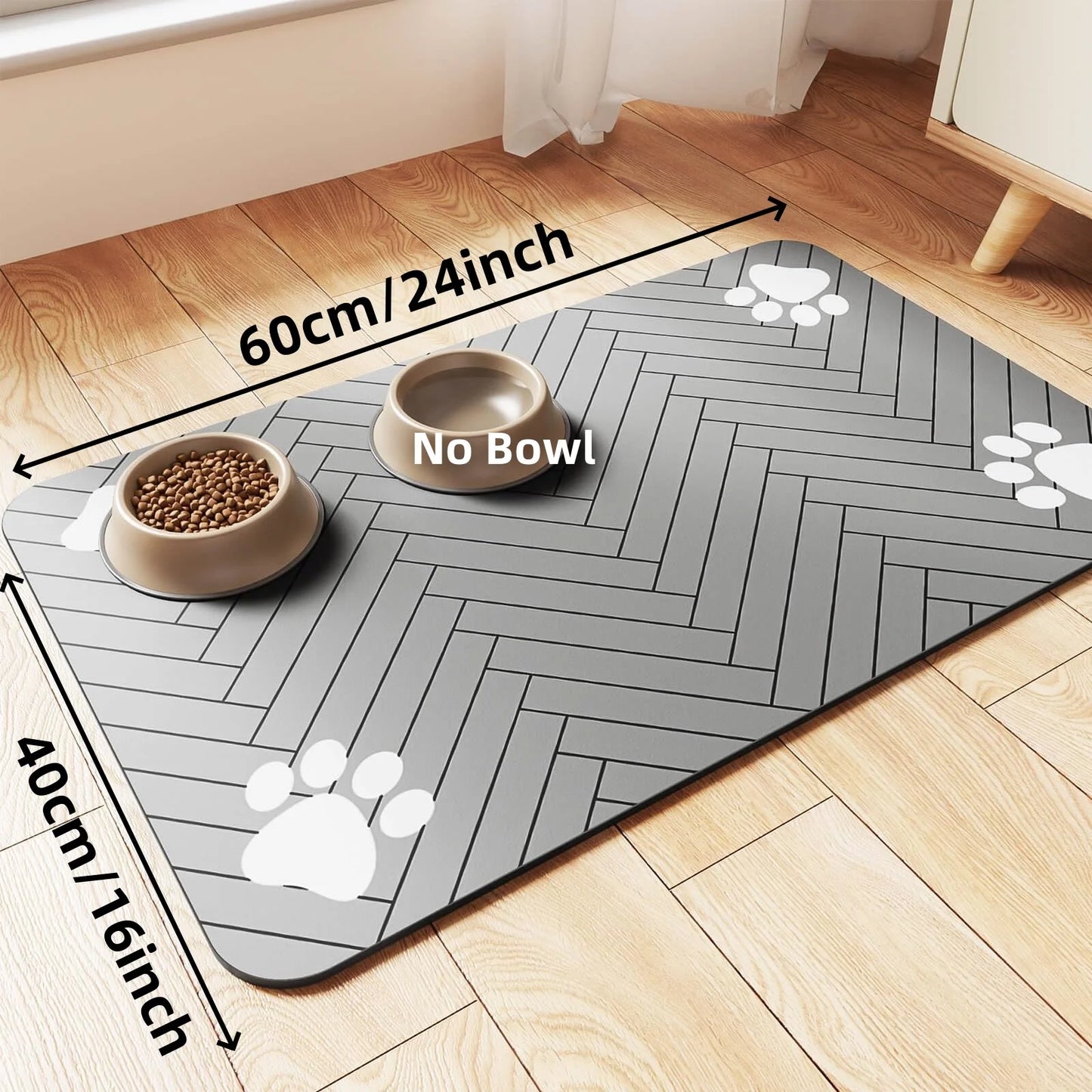 Tapete de Alimentação para Pet - Tapete Absorvente para Tigelas de Comida e Água, com Fundo de Borracha Impermeável, Tapete de Secagem Rápida para Cães e Gatos