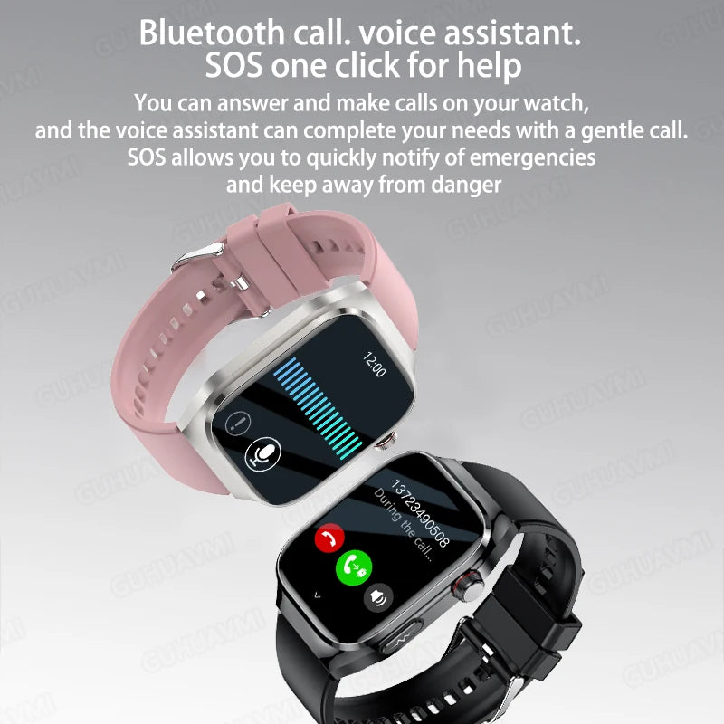 Novo Smartwatch para Homens com Monitoramento de Ácido Úrico, Gordura no Sangue, Glicose no Sangue, ECG+PPG, Pressão Arterial, Chamadas Bluetooth e Funções Esportivas - Compatível com Xiaomi