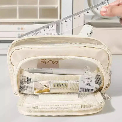 Estojo de Lápis Preto Grande Capacidade à Prova de Sujeira, Estojo Estético para Escola, Organizador de Material Escolar, Estojo de Caneta para Meninos e Meninas, Suprimentos Escolares