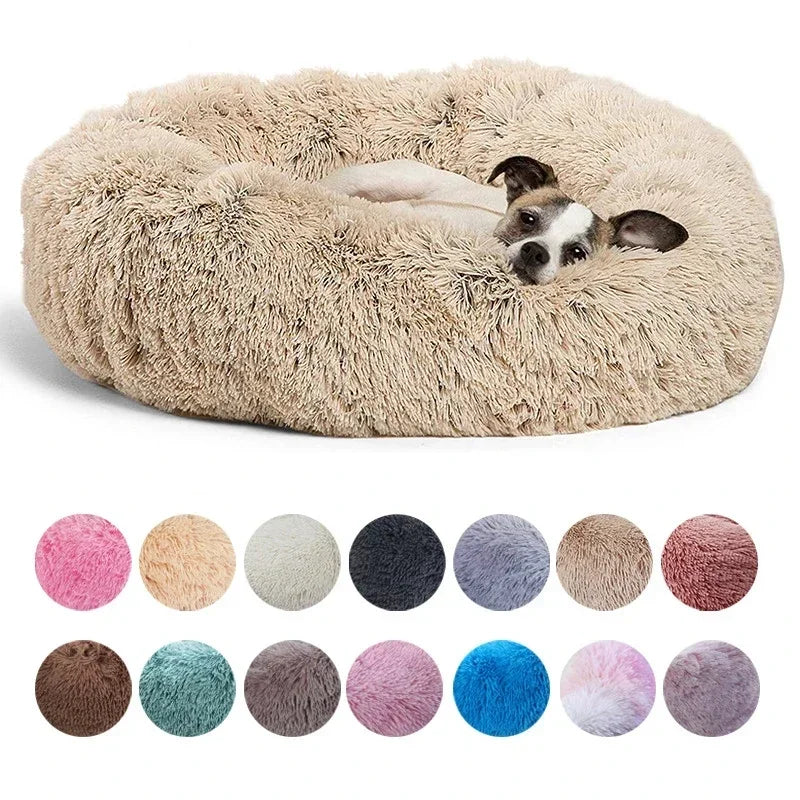 Cama Redonda para Pet 40-90cm – Cama Super Macia para Cães Grandes e Gatos, Casa para Cães de Médio Porte, Cama Aquecida de Pelúcia Longa para Inverno