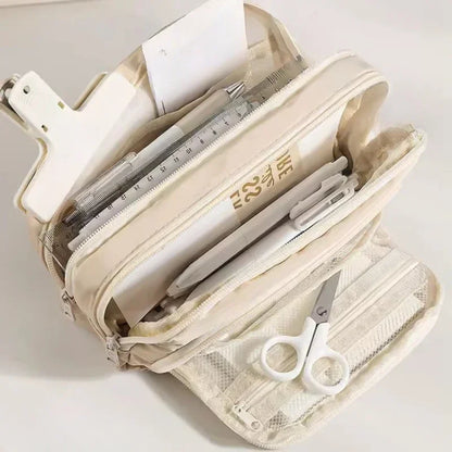 Estojo de Lápis Preto Grande Capacidade à Prova de Sujeira, Estojo Estético para Escola, Organizador de Material Escolar, Estojo de Caneta para Meninos e Meninas, Suprimentos Escolares