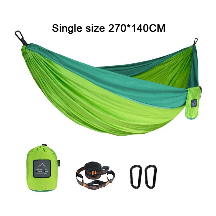 Rede de Camping Portátil em Tecido de Pára-quedas de Nylon - Tamanho Único e Duplo para Atividades ao Ar Livre, Caminhadas e Jardim