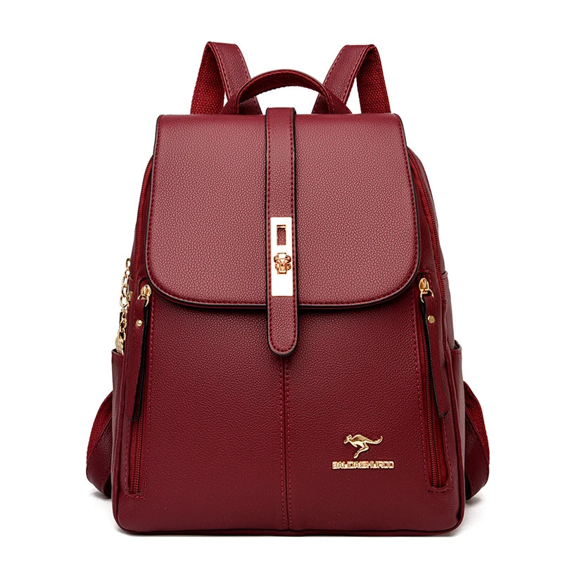 Mochila de Couro Luxuosa para Mulheres - Mochila Casual, Vintage e Elegante para Meninas e Adolescentes