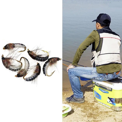 Conjunto de Iscas Artificiais para Pesca - 6 Peças (Nymph Scud Realista para Truta)