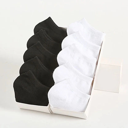 Pares de Meias Casuais Unissex, Cor Lisa, Meias Curtas Respirável, Confortáveis, Antiodor e Absorventes de Suor para Homens e Mulheres