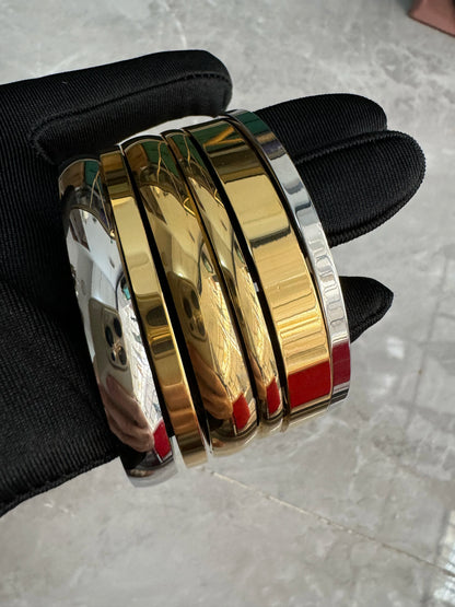 Waterproof Stainless Steel Oval Smooth Bracelet Bangle Women Minimalist 18k Gold Color Charm Jewelry Gifts Wholesale