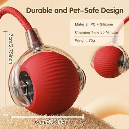 Brinquedo Interativo para Gatos - Bola Automática com Cauda, Recarga USB, Brinquedo Inteligente para Estímulo e Diversão do Pet