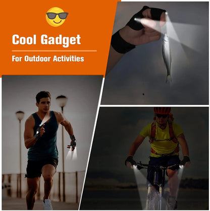 Luva LED de Dedo Cortado para Homens e Mulheres - Luva Impermeável para Pesca Noturna, Ciclismo, Corrida e Uso ao Ar Livre