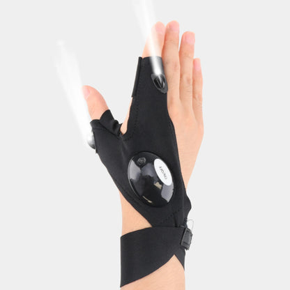 Luva LED de Dedo Cortado para Homens e Mulheres - Luva Impermeável para Pesca Noturna, Ciclismo, Corrida e Uso ao Ar Livre