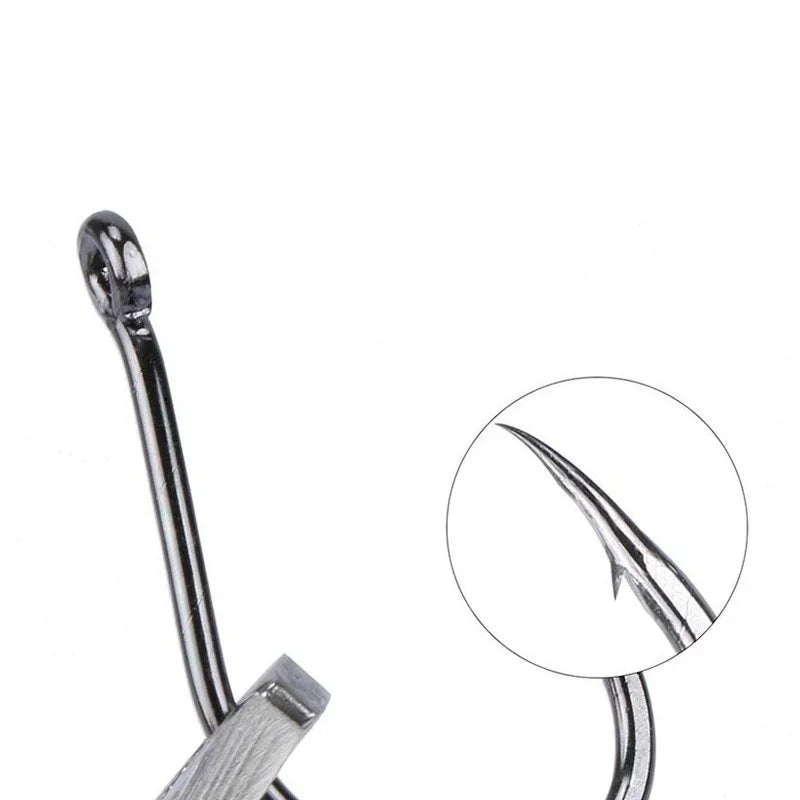 Ganchos de Aço Carbono de Alta Qualidade 100 PCS #3~#12, Ganchos Circulares Prateados para Pesca Esportiva