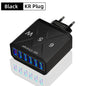 Carregador Rápido USB de 65W com 6 Portas - Adaptador de Viagem QC3.0 para iPhone 14, Samsung, Xiaomi - Plugue EU, KR, US, UK