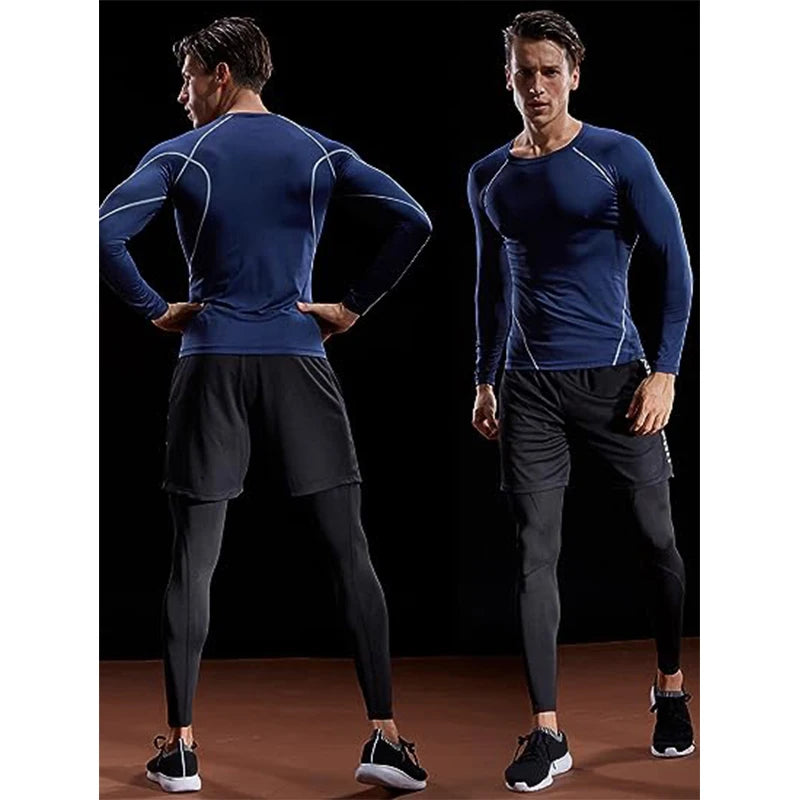 Camiseta de Manga Longa de Compressão Masculina, Camiseta Elástica de Treinamento, Camiseta de Ginástica Fitness, Legging para Treino, Camisa Esportiva Masculina, Camiseta de Corrida Atleta