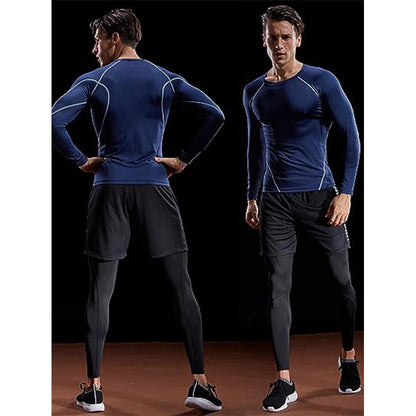 Camiseta de Manga Longa de Compressão Masculina, Camiseta Elástica de Treinamento, Camiseta de Ginástica Fitness, Legging para Treino, Camisa Esportiva Masculina, Camiseta de Corrida Atleta