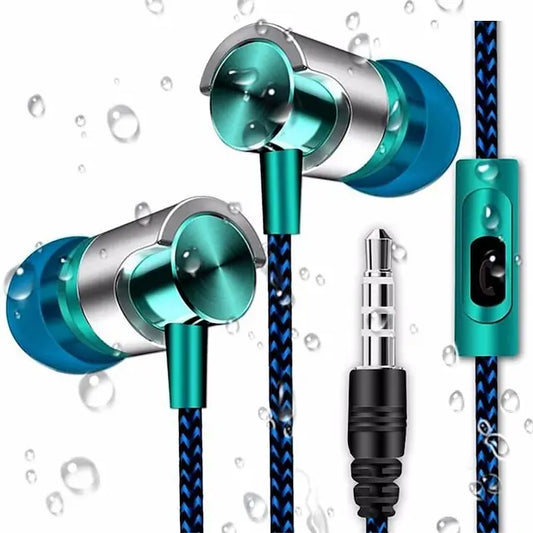 Fones de Ouvido In-Ear com Fio, Cancelamento de Ruído, Design Ergonômico, Estéreo para Esportes e Uso Diário