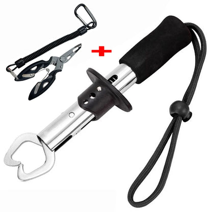 Alicate de Pesca de Aço Inoxidável 21/17cm - Conjunto de Controlador de Peixe Multifuncional para Spinning/Casting com Pegador de Lábios de Peixe