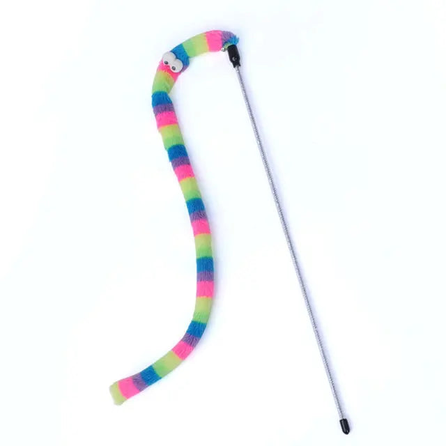 Varinha de Brinquedo para Gato com Penas - Brinquedo Interativo de Teaser Colorido